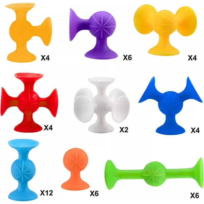 Deluxe 48 Pzs Juego Educativo Sensorial Armar Ventosas Bebés Niños