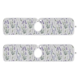 Kitchen Faucet Absorbent Mat,Lavender Flower Water Splash Guard for Sink, Faucet Drip Catcher Thicken Sponge Microfiber Faucet Water Catcher Mat Sink Absorbent Mat for Kitchen 14x5in 2 Pack