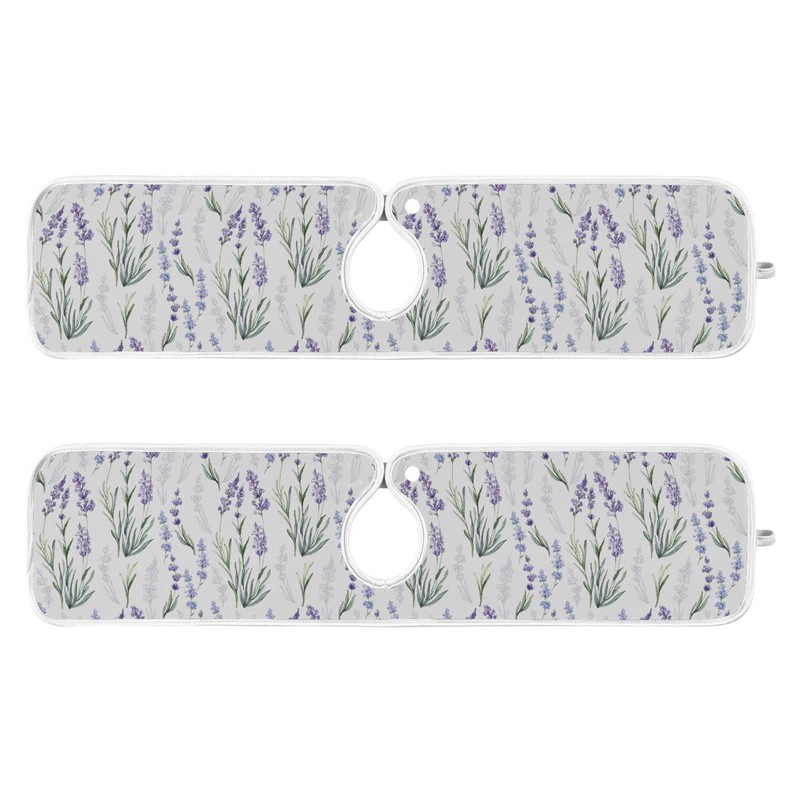 Kitchen Faucet Absorbent Mat,Lavender Flower Water Splash Guard for Sink,