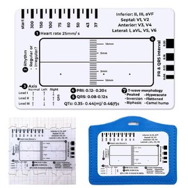2 Pieces ECG Ruler, ECG Ruler, Plastic Ruler, Measuring Tool, Transparent ECG Measuring Tool, Portable ECG Assessment Tool, ECG Card, Easy to Carry ECG Ruler, Follow One, multicoloured