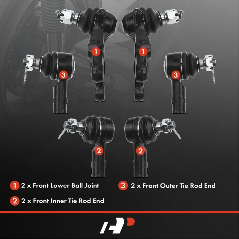 A-Premium Set of 6, Front Lower Ball Joint, Inner Outer