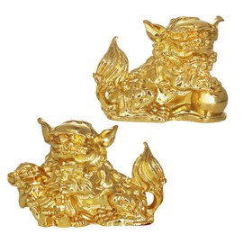 Juanxian Feng Shui Wealth Prosperity Couple Beijing Fu Foo Dogs Statues Pair Fu Dogs Repel Evil Energy Feng Shui Decorative Figure JW5653