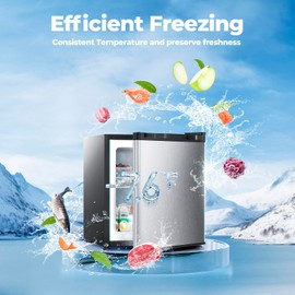 Electactic 1.1 Cu.ft Upright Freezer, Small Mini Freezer with Adjustable Thermostat, Removable Shelves, Reversible Single Door, for Bedroom/Home/Dorms/Apartment (Stainless Steel)