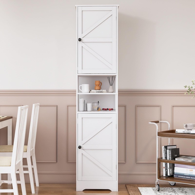 Viaozutis Tall Bathroom Cabinet, Storage Cabinet with 2 Doors &