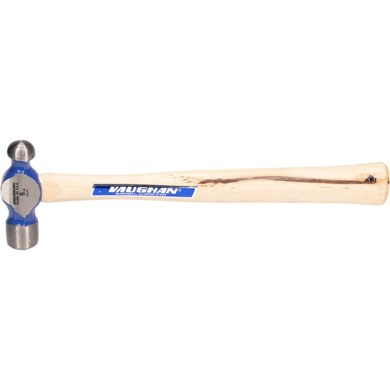 VAUGHAN Ball Pein Hammer, 8 oz, Hickory handle, American high