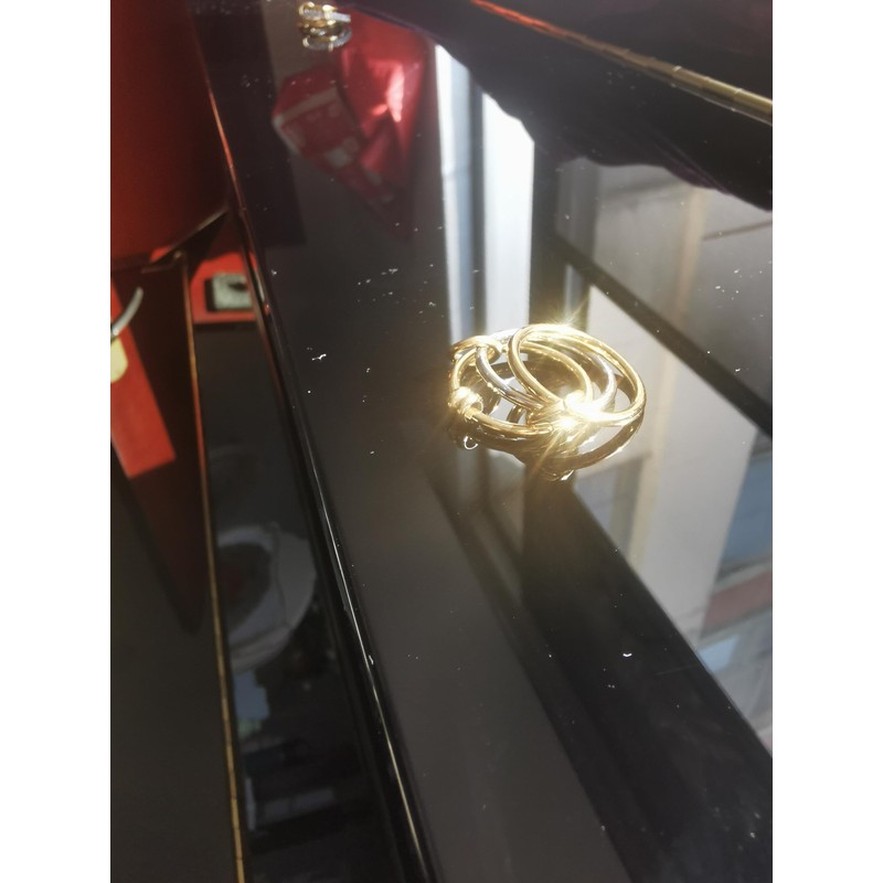 MQV Stackable Two Tone Link Connected Rings Interlocking Ring Chunky