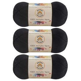 Acrylic Fancy Yarn 3-Pack by Yonkey Monkey 300gr Knitting Crochet DIY Art Craft (Black 112)