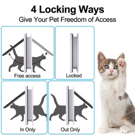 TKOOFN Pet Mate 4 Way Locking Cat Door Cat Flap Pet Door FREE RUN DOOR white Size:Small