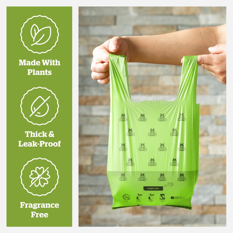 Pogi's Compostable Poop Bags with Easy-Tie Handles – Leak-Proof, Extra-Large,