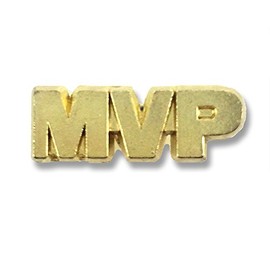 SHOP AWARDS AND GIFTS MVP Most Valuable Player Sports Team Metal Lapel Pin, Bulk Pack of 20, Poly Bagged, 3/4 Inch