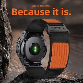 USA Ultra Series Compatible for Garmin Watch Band Replacement,Quickfit 22mm 26mm Rugged Nylon Fenix 6 5 7 Bands,Compatible for Garmin Fenix 7X/Fenix 6X/Fenix 5X/Enduro 2/Tactix (22mm/M, Black3)
