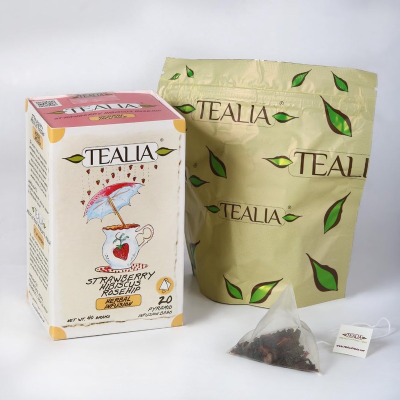 Tealia Pyramid Bags - Hibiscus Tea with Strawberry & Rosehip