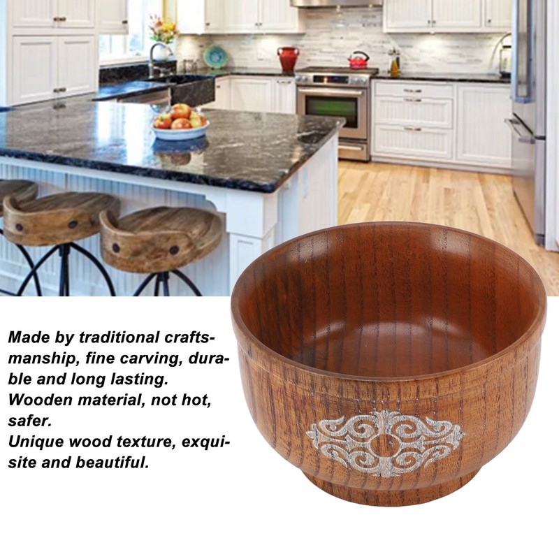 Bowl Sour Jujuba Wood Handmade Anti Scald Classic Rice Bowl