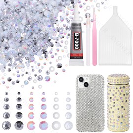 16000 Pcs Mixed White Silver Resin Flatback Rhinestones for Bedazzling Kit