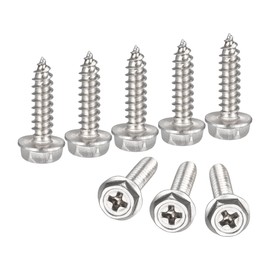 sourcing map Phillips Hex Washer Self Tapping Screws, M3 x 12mm 304 Stainless Steel Hex Flange Sheet Metal Screw 25pcs