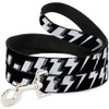 Dog Leash Lightning Bolts Sketch Black White 6 Feet Long