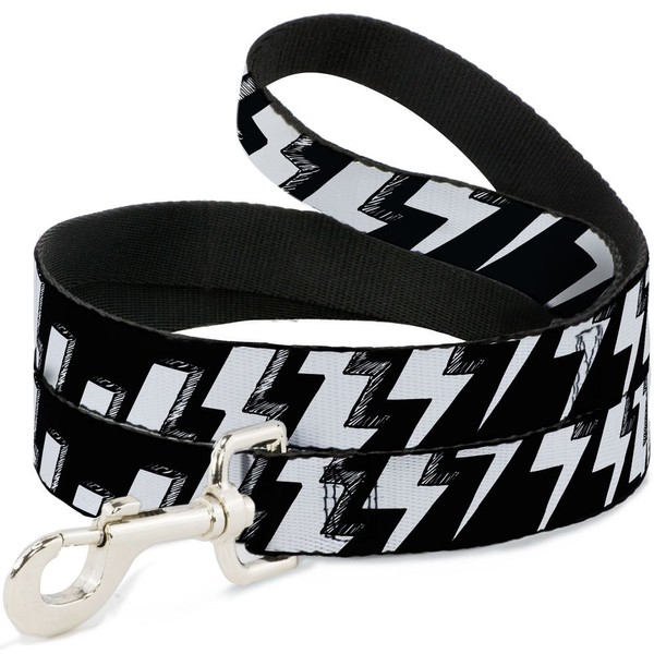 Dog Leash Lightning Bolts Sketch Black White 6 Feet Long