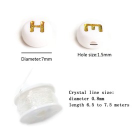 Looconi 1400 pcs Letter Beads A-Z and Elastic String 4×7mm Gold On White Round Acrylic Alphabet Beads and Heart for Jewelry Making