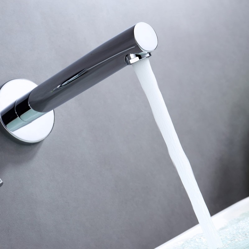 sumerain Single Handle Left-Handed Wall Mount Bathroom Faucet in Chrome