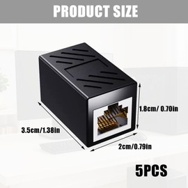 UPKUNO 5 Pcs RJ45 Coupler Ethernet Extender, Black Ethernet Coupler Plug and Play Joiner for Signal Stability and Seamless Connectivity
