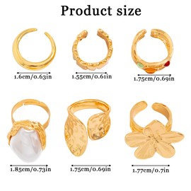 XFSRG Pack of 6 Women's Exaggerated Flowers Pearl Low Allergy Fashion Accessories Suitable for Everyday Dating and Photography, Metal, Pearl