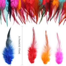 120pcs 5-7" Feathers for Crafts，Saddle Hackle Feather，Rooster Feathers Bulk for Wedding Home Party, Dream Catcher Supplies and DIY Crafts(Multicolor)
