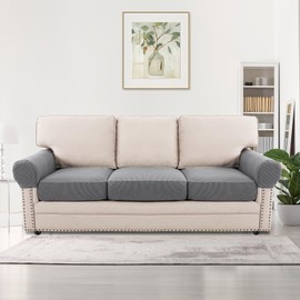 H.VERSAILTEX 2024 New Model Stretchy Sofa Cushion Covers Washable Couch Cover Sofa Covers for 3 Cushion Couch Thick Jacquard Textured Twill Fabric (3 Piece Sofa Cushion Cover with Armrest, Dove)