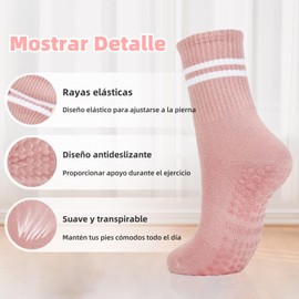 6 Pares Calcetines de Yoga para Mujeres, Calcetines Antideslizantes Algodon, Calcetas Largos de Pilates, Calcetas Deportivos Transpirables, Adecuado para Ejercicio, Fitness, Barre (Multicolor)