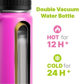 Mollcity Kids Insulated Water Bottle-12 oz Stainless Steel Vacuum Wide Mouth Sports Water Bottle for School-Small Metal Water Flask for Girls Boys, BPA-Free(Hot Pink)