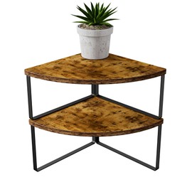 Corner Shelf Countertop Organizer - Set of 2 Corner Shelves for Kitchen Cabinet Organizer, Spice Rack, Stackable Bathroom Organizers and Storage, Sink Rack, Corner Cabinet, Counter Decor, Rustic Brown