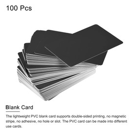sourcing map Blank PVC Cards Black Plastic Card 14mil for ID Badge Printer, Graphic Quality, Pack of 100
