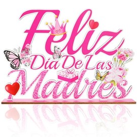 Feliz Dia De Las Madres Decorations Wood Table Centerpiece 11.81 x 8.26 Inches Spanish Mothers Day Decorations for Party Happy Mother's Day Tabletop for Home Mantel Office Shelf Decor Supplies