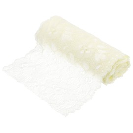 MECCANIXITY 6.3 Inch Wide 5 Yard Lace Ribbon Floral Pattern Light White Lace Trim Ribbon for DIY Crafts, Gift Wrapping Bouquets, Wedding Decor, and Sewing Making