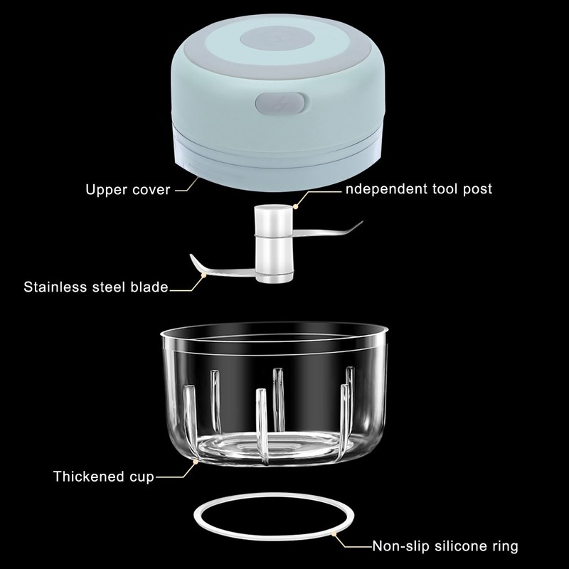 100ml Electric Garlic Chopper USB Rechargeable Portable Meat Grinder Mincer