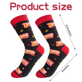 Asikkon Best Dad Ever Crew Socks - Father's Day Gifts 2025 for Men, Mustache & Red Toe Novelty Socks Funny Gifts for Dad, Husband, Grandpa