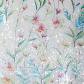 Window Privacy Film Stained Glass Window Film Decorative Static Cling Frosted Glass Cover Window Tint for Home Non-Adhesive 3D Laser UV Blocking
