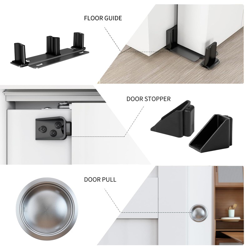 DIYHD 96" Ceiling Mount Box Rail Bypass Sliding Door Hardware