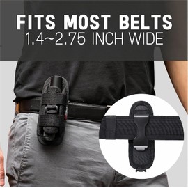 [2024] TH1 Tactical Flashlight Holster Duty Belt Pouch Open-end Stretchable Rotatable Clip 360 Degree Holder for Police Military Security Belt - Revised Edition