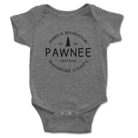 Pawnee Parks And Recreation Baby One Piece (Newborn, Heather Gray)
