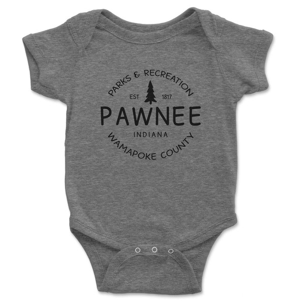 Pawnee Parks And Recreation Baby One Piece (Newborn, Heather Gray)