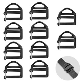 Soiftra Adjustable Buckles Webbing, Pack of 10 Buckles and Clasps, Plastic Backpack Buckle, Replacement for Backpack, Suitcase, Luggage, Repair Tools, Accessories (Black)