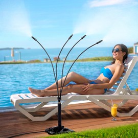 Rafow Standing Misters for Outside Patio Portable Misting System for Cooling Outdoor 26.5 Ft Stand Mist Line Water Sprinklers Patio Mister for Garden Backyard BBQ Party Pool Beach