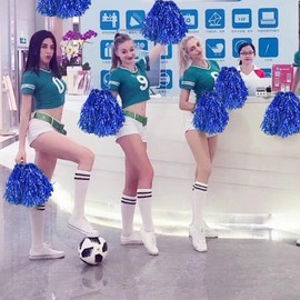 Pack of 12 cheerleading pom poms, metallic cheerleader pompoms, bright metallic cheers ball for sporting events, ball games, dances, carnival parties, blue
