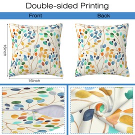 Naqiuli Throw Pillow Cover Case Abstract Floral with Leaves Pillow Covers 16x16 Inch Set of 2 Soft Decorative Throw Pillow Case for Living Room Bedroom Sofa Couch Cushion Covers