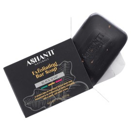 Ashanti Naturals Black Soap Bar | Exfoliating Natural Soap with Shea Butter, Jojoba Oil & Oatmeal for Women & Men – 5 oz