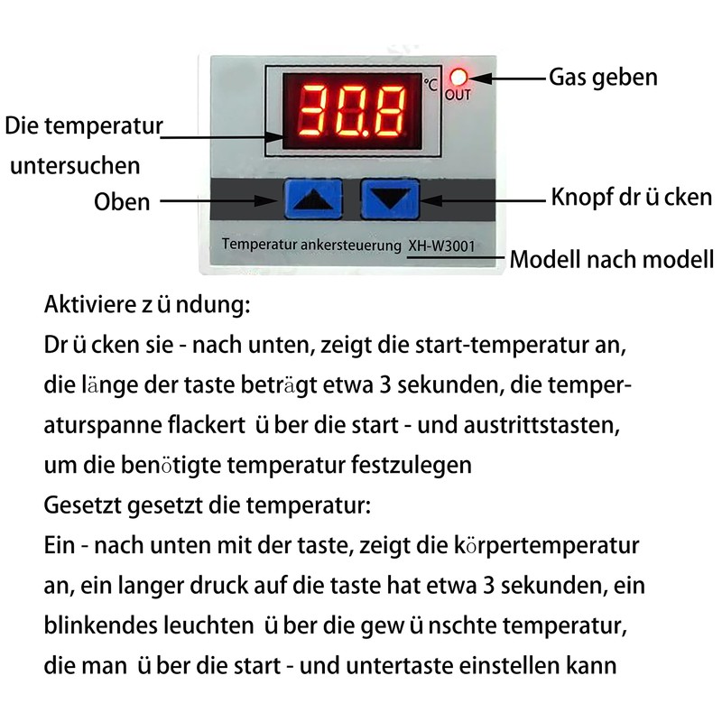 GERUI XH-W3001 Digital LCD Display Temperature Controller, DC 12V 120W