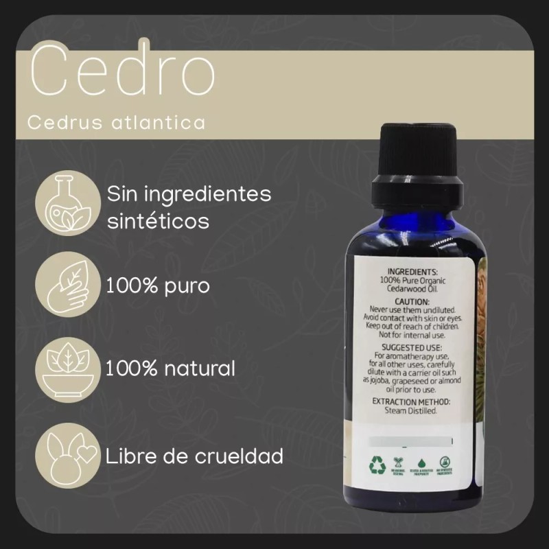 Nate Organic Aceite Esencial Cedro 100% Puro Natural 50 Ml