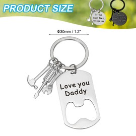 PATIKIL Bottle Opener Keychain, Funny Key Chain Gifts from Son for Birthday Father's Day Thanksgiving Christmas Gifts, Love You Daddy, Silver