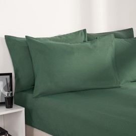 Brentfords Plain Dye Fitted Bed Sheet Non Iron Super Soft Easy Care Microfiber, Forest Green - Single Size