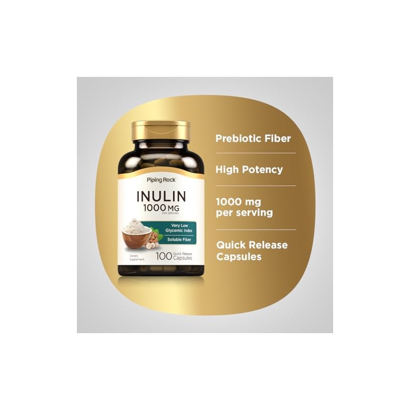 Lingtoolator Inulin Capsules 1000 mg 100 Count Low Glycemic Index